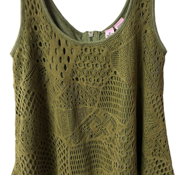Love on a hanger women’s medium tank top crocheted olive moss avocado green - Picture 4 of 4